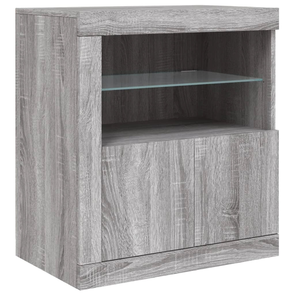 Buffet credenza cassettiera armadio mobile contenitore organizer per cucina soggiorno salotto con luci LED Sonoma 181,5 x 37 x 67 cm grigio 02_0030063