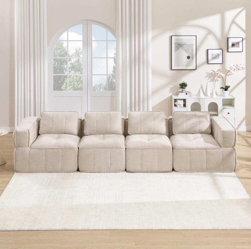 DIVANO Modulare Senza Struttura 344x93x67 cm Poliestere Beige