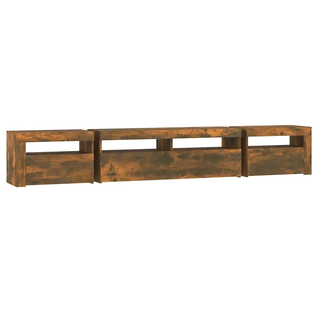 Mobile Porta TV con Luci LED Rovere Fumo 240x35x40 cm 3152727