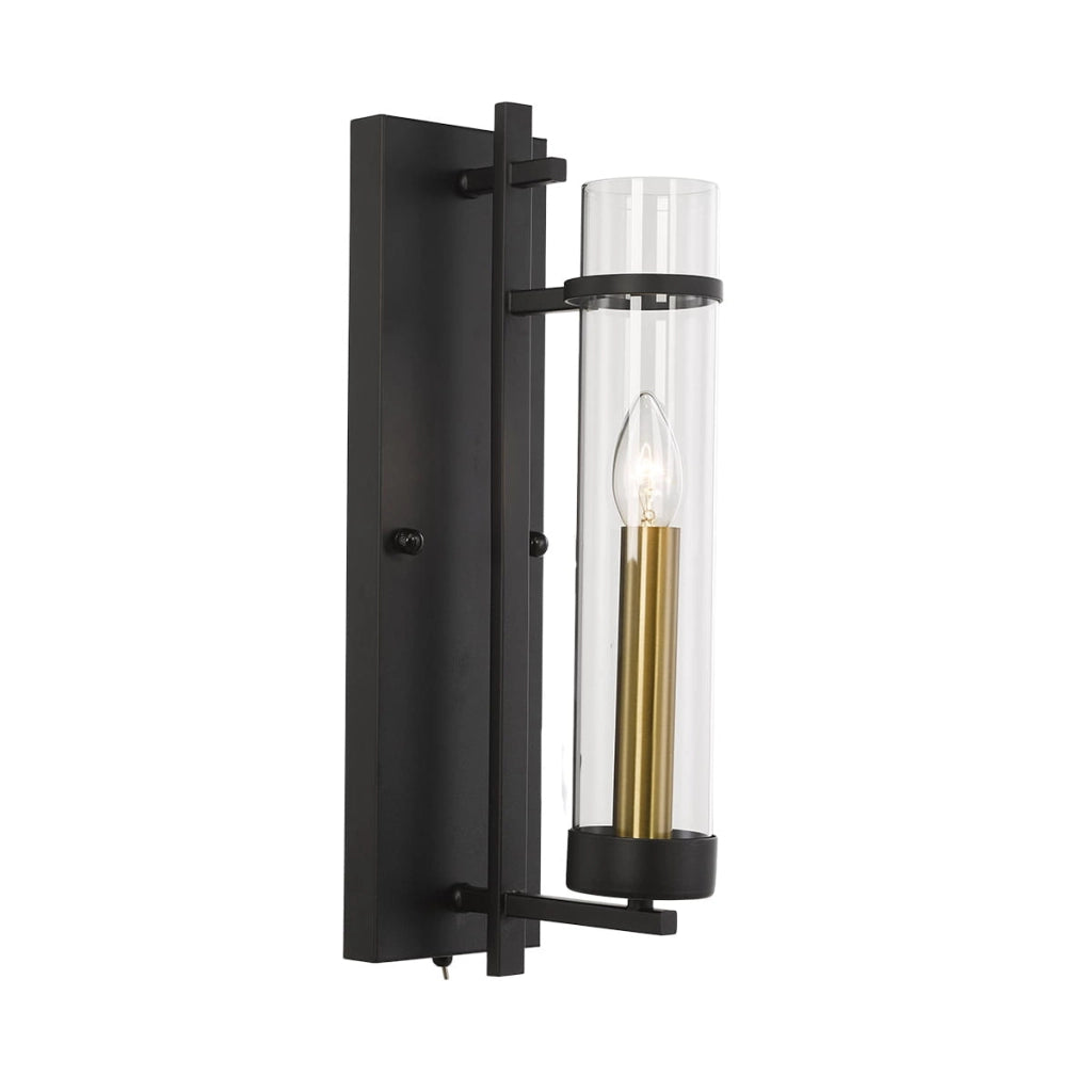 Applique Italux Aspen classica nera vetro E14 1 luce