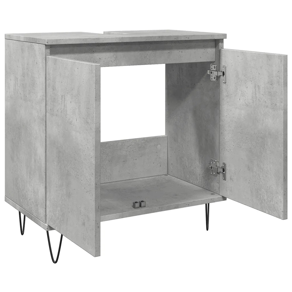 Armadietto da Bagno | Armadio da bagno Grigio Cemento 58x33x60cm Legno Multistrato