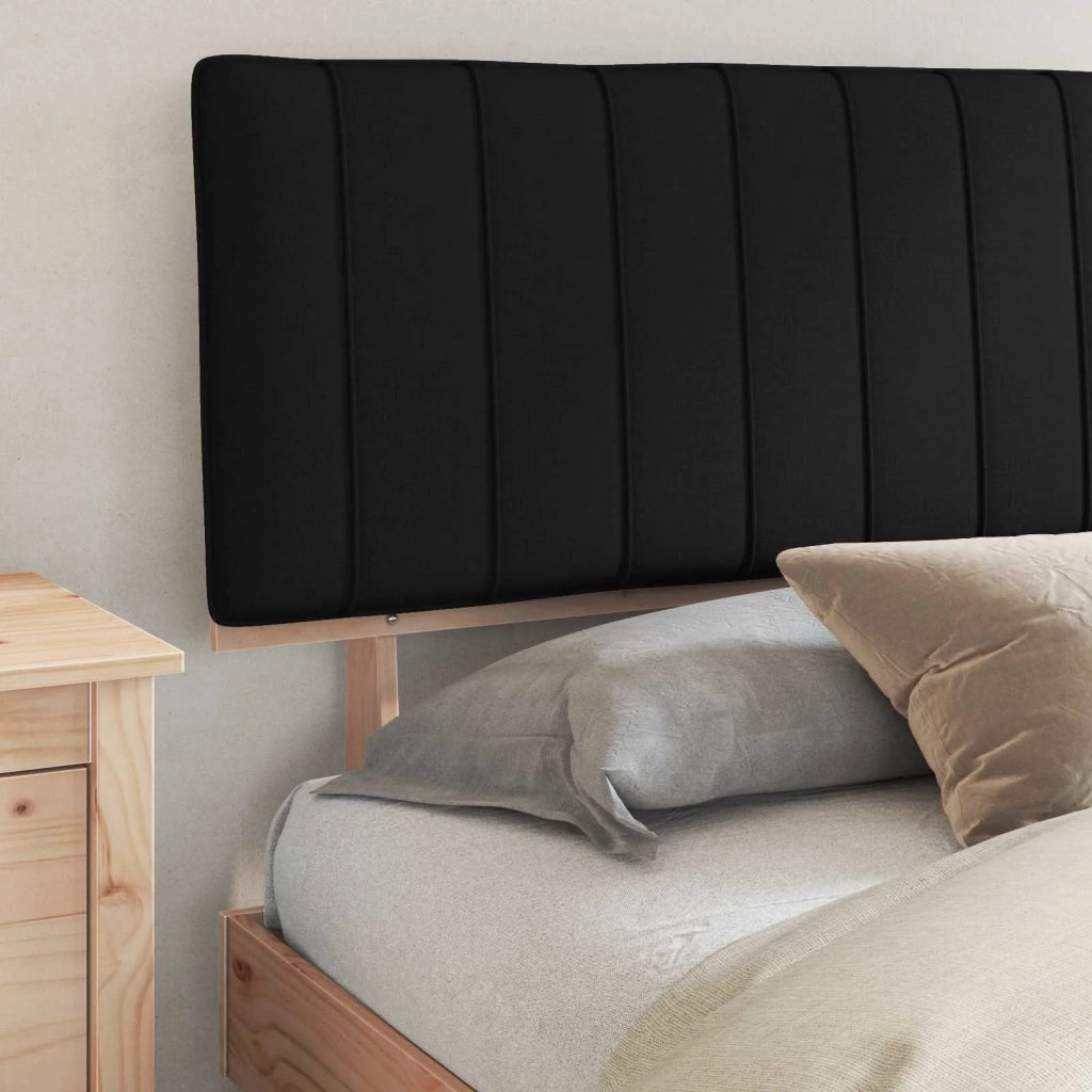 Letto con Testiera Rivestita Nero 180 x 200 cm Pino massello 3398101