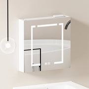 Mobile pensile con specchio e illuminazione LED 72x24;5x73 cm in MDF e vetro bianco