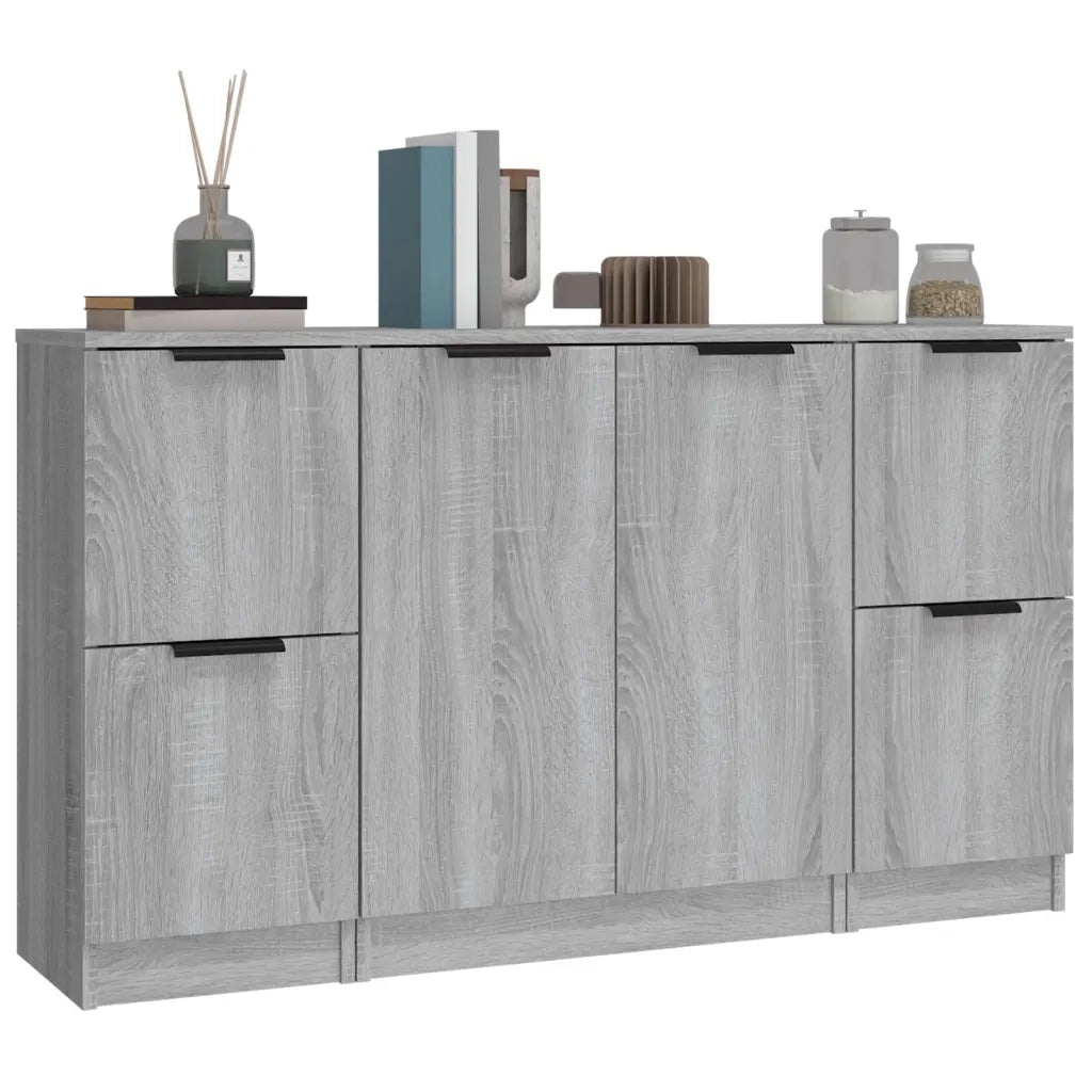 Credenze 3 pz Grigio Sonoma in Legno Multistrato 3115850