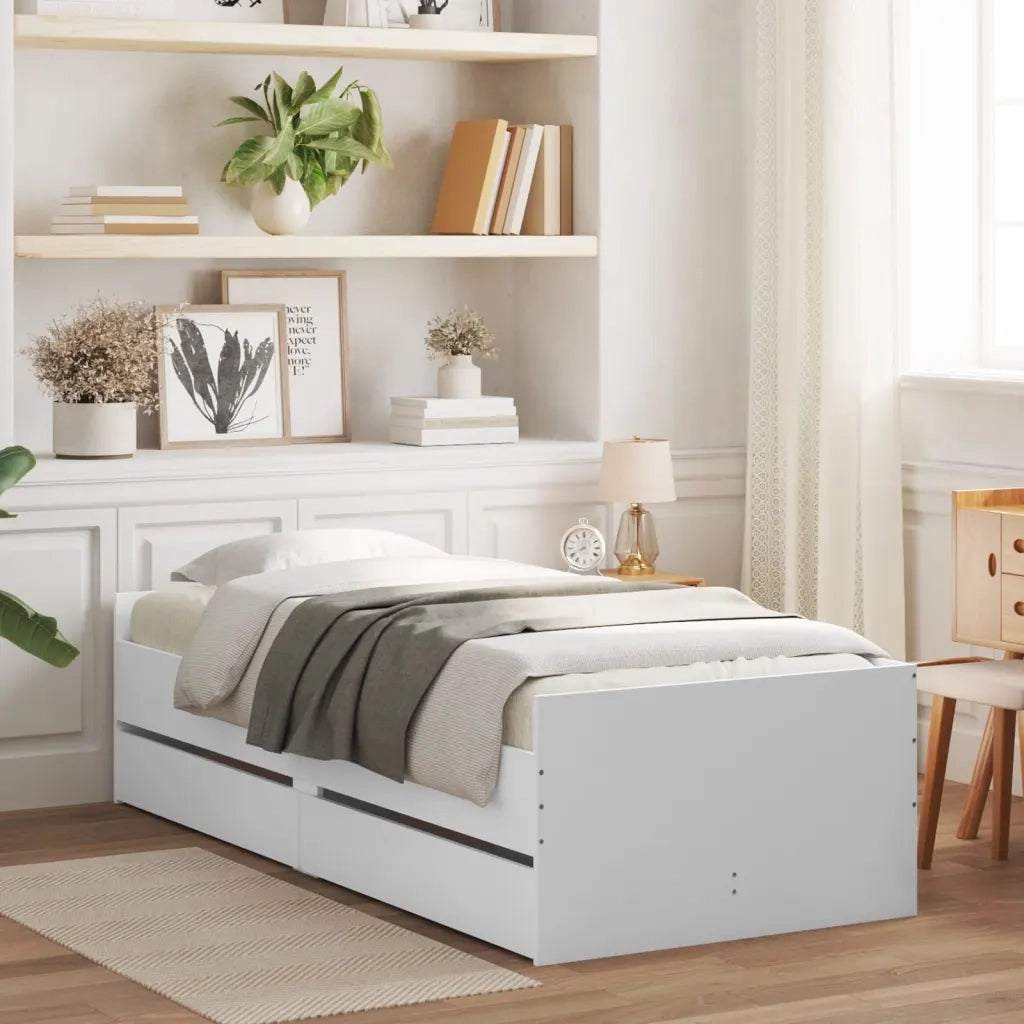 Giroletto con Cassetti-Struttura Letto con contenitore Bianco 100x200 cm 886796
