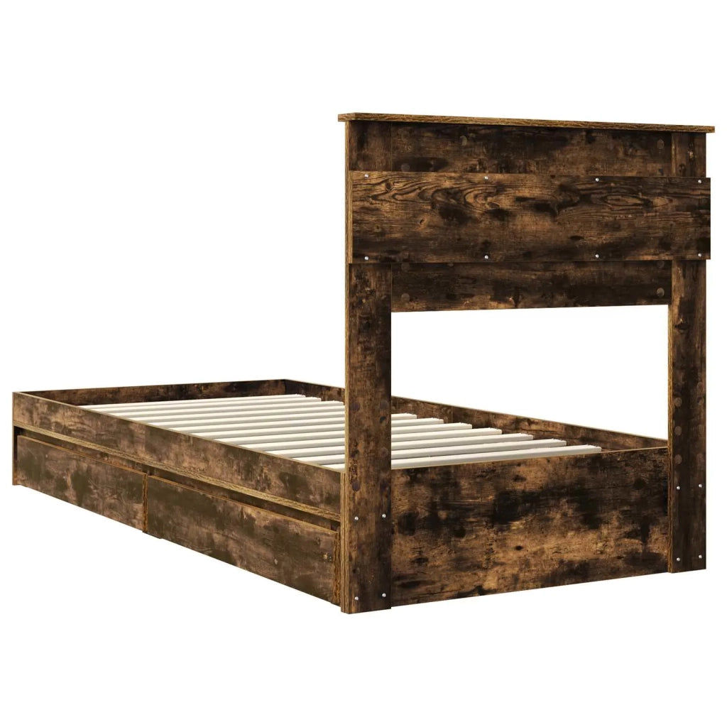 Letto con Contenitore con testiera Rovere fumé 100 x 200 cm