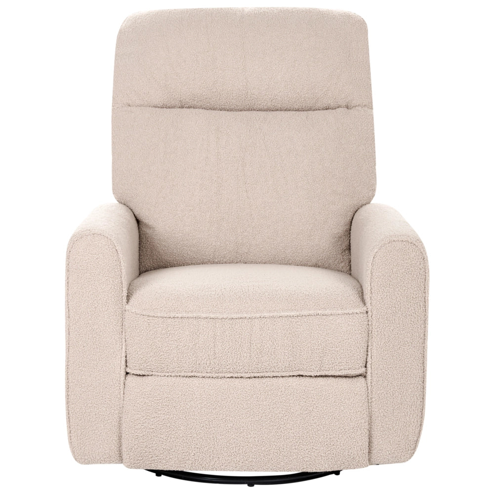 Poltrona reclinabile elettrica beige chiaro in bouclé girevole con porta USB per soggiorno stile rustico