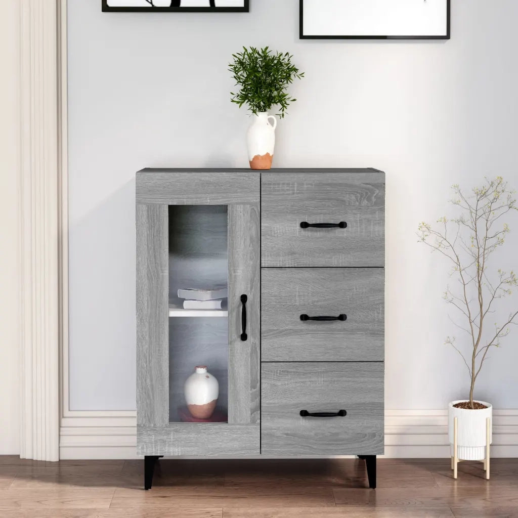Credenza Grigio Sonoma 69,5x34x90 cm in Legno Multistrato