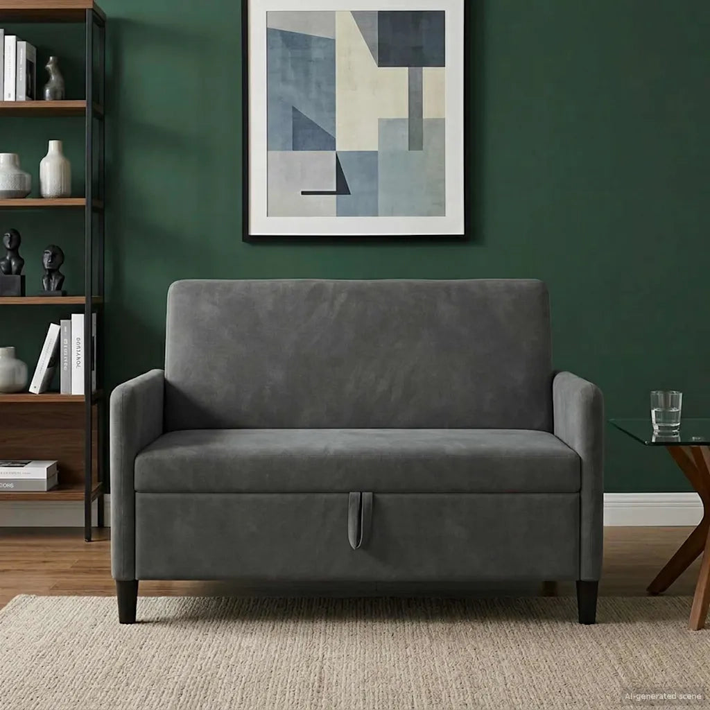 Divano con Storage Grigio Scuro 122 x 78 x 87 cm Poliestere 42036906