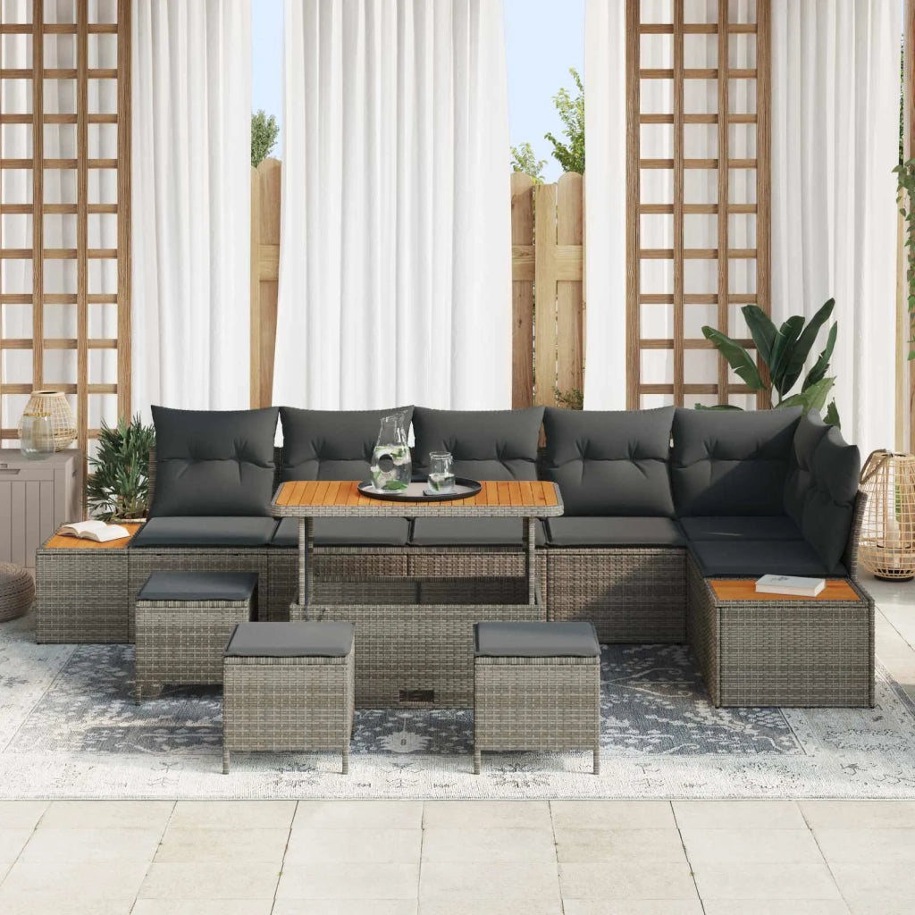 Set Divano da Giardino con cuscino 10 pcs Grigio 3363333