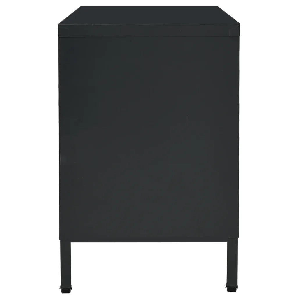 Mobile TV Nero 105x35x52 cm in Acciaio e Vetro 336058