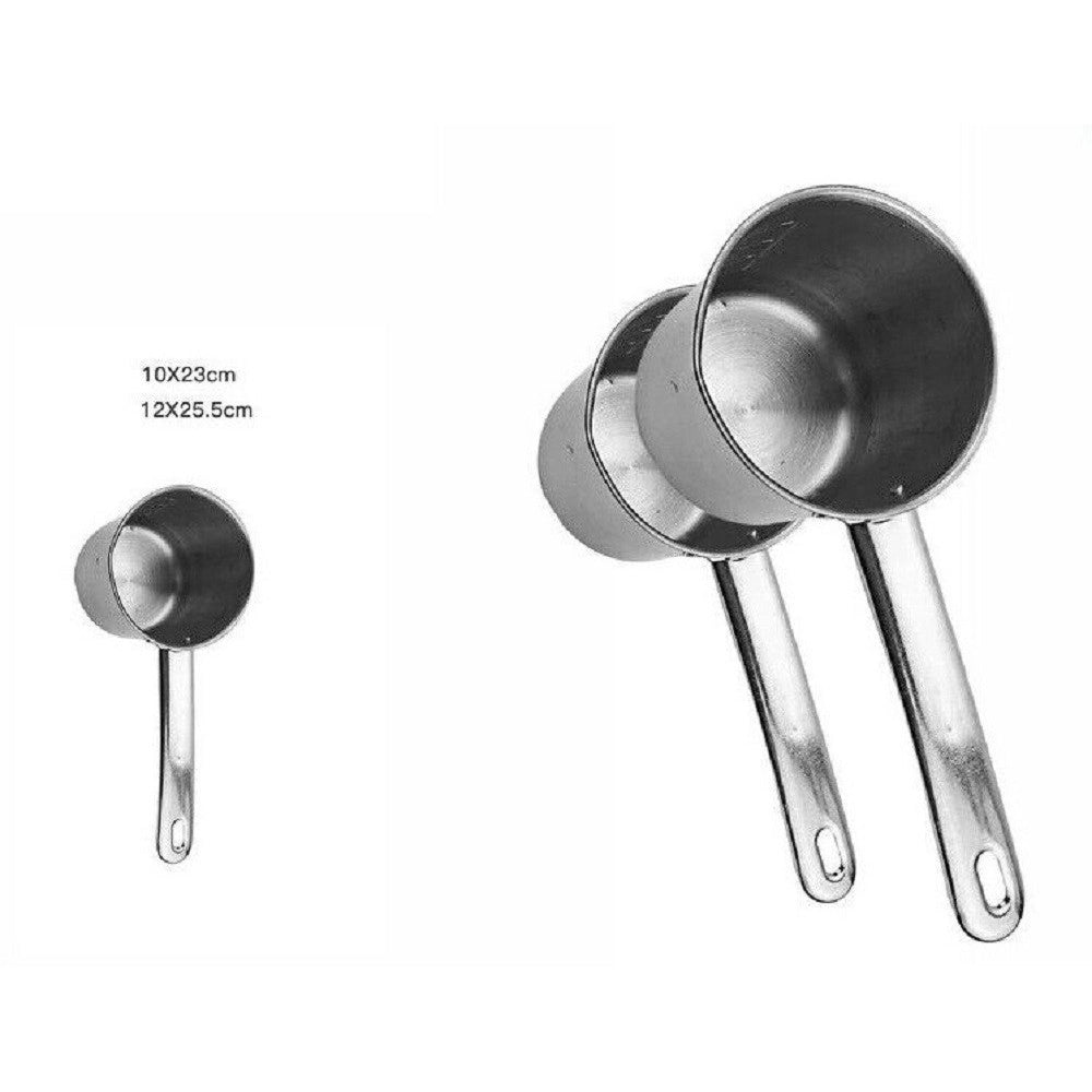 Trade Shop - Coppia Set 2 Pentolini Bollilatte Pentola Bollitore Da Latte In Metallo 59237 -