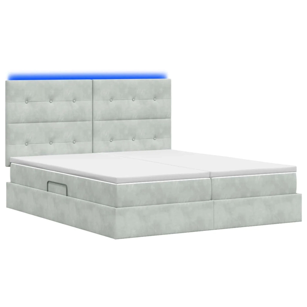 Letto con contenitore LED e materasso Grigio Chiaro 3460272