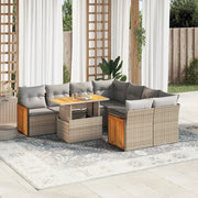Set Divano da Giardino 9 pz con Cuscini Beige Polyrattan Acacia 3327692