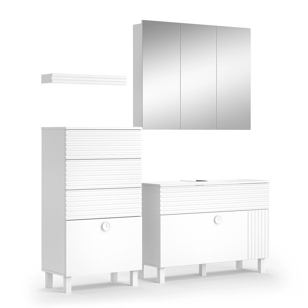 Vicco Set di mobili da bagno Bianco 3 parti, con mobile midi