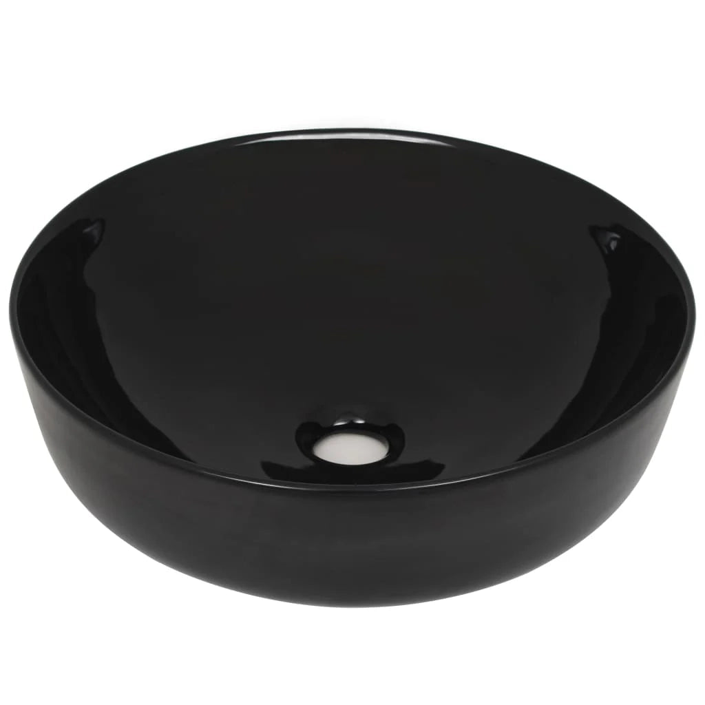 Lavabo rotondo diametro 41,5 cm lavabo da bagno/WC ceramica nera 02_0002536