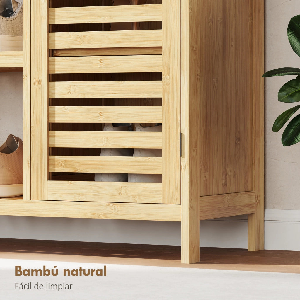 Armadio con ante scorrevoli in bamb¨´ e ripiani ¨C zephmum ¨C 100x33x86 cm