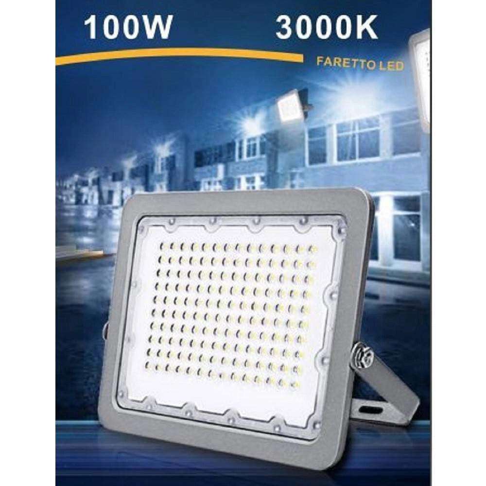 Trade Shop - Faro Led 100w Ultra Slim Esterno Grigio Ip65 Luce 6500k 4000k 3000k Fs100 -