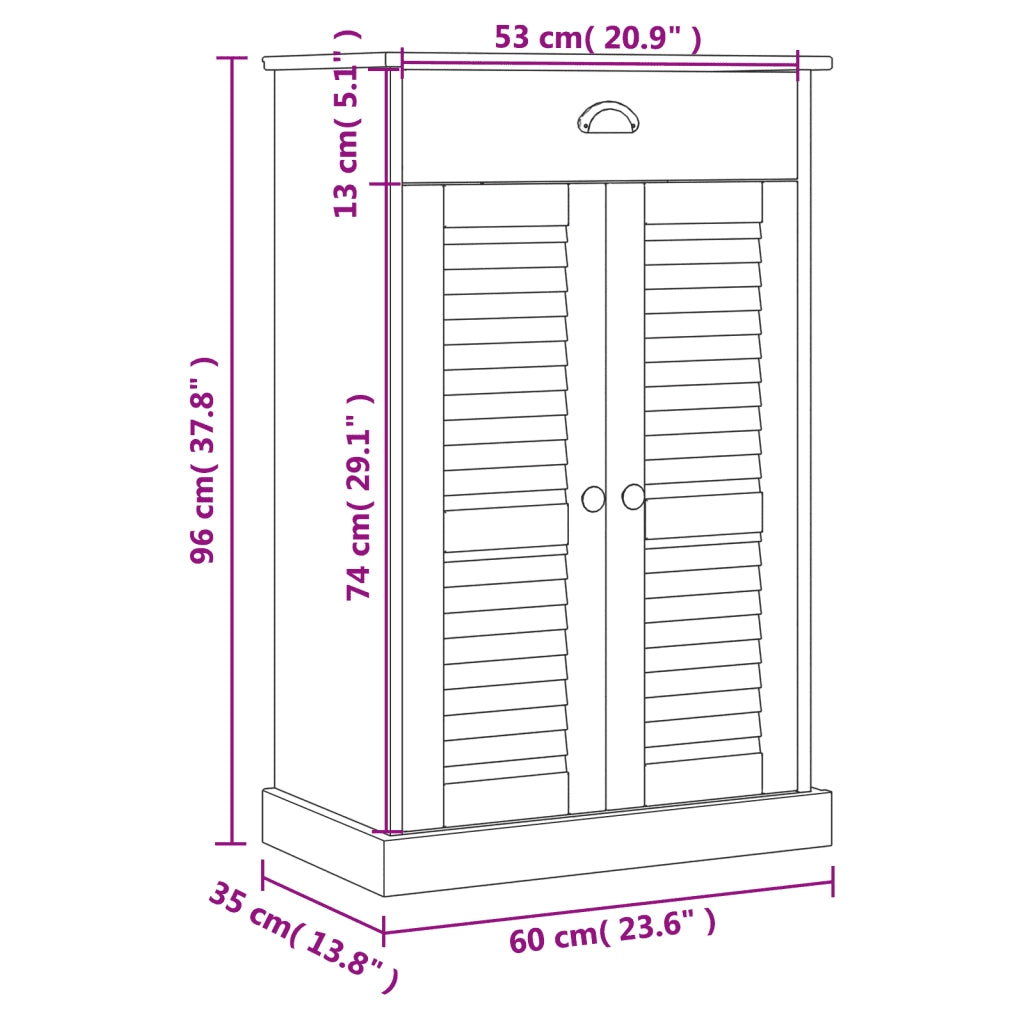 Scarpiera | Mobile per scarpe VIGO 60x35x96 cm in Legno Massello di Pino