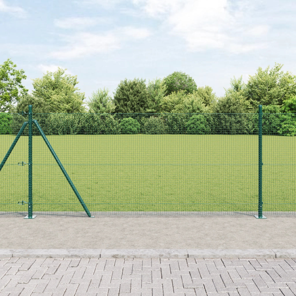 Set di Pali per Recinzione in Acciaio Set di 2 Verde