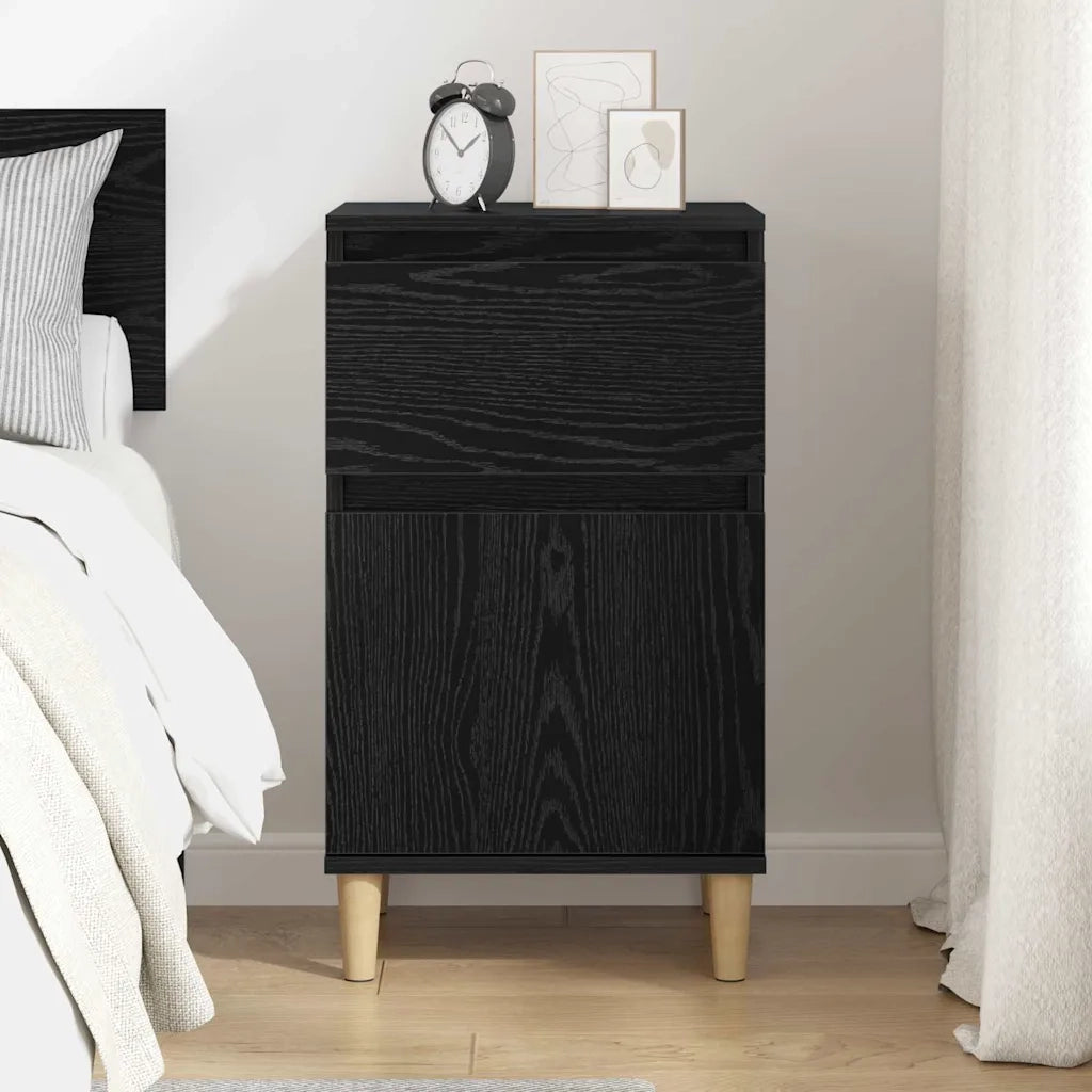 Comodino | Armadio da Notte | Mobiletto da notte Rovere Nero 40 x 35 x 70 cm Legno multistrato