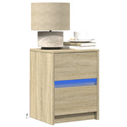 Comodino con Luci LED Rovere Sonoma in Legno Multistrato
