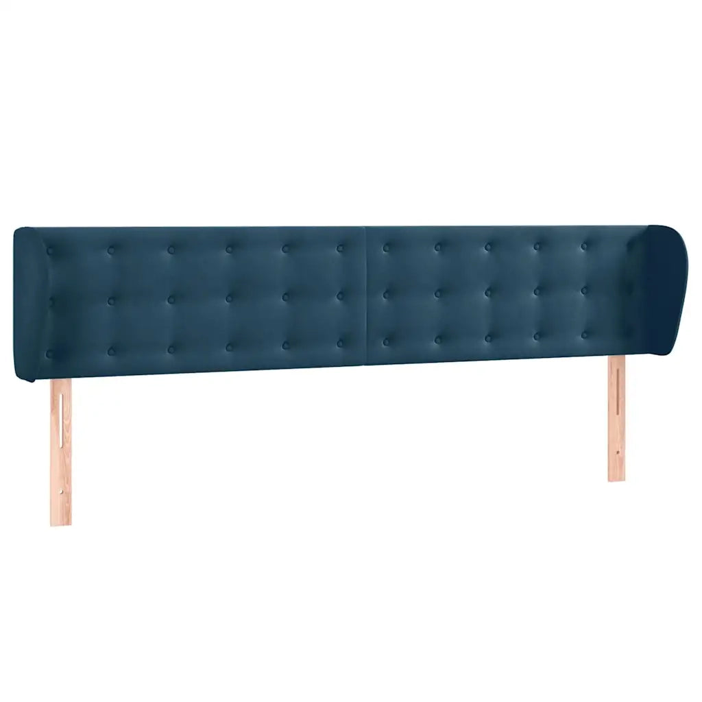 Testiera ad Orecchio-Testata con Orecchie Blu Scuro 203x23x78/88 cm in Velluto 539428