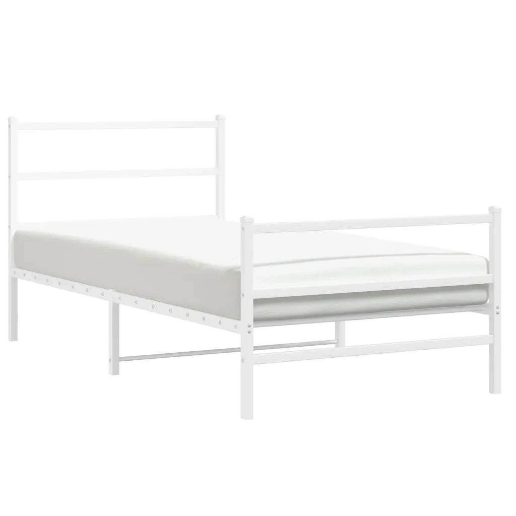 Giroletto con Testiera e Pediera Metallo Bianco 107x203 cm 355428