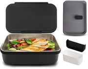 Lunchbox da 900 ml con contenitori, portata per adulti, resistente a microonde e lavastoviglie, BPA-free e riutilizzabile per bambini e adulti (nero)