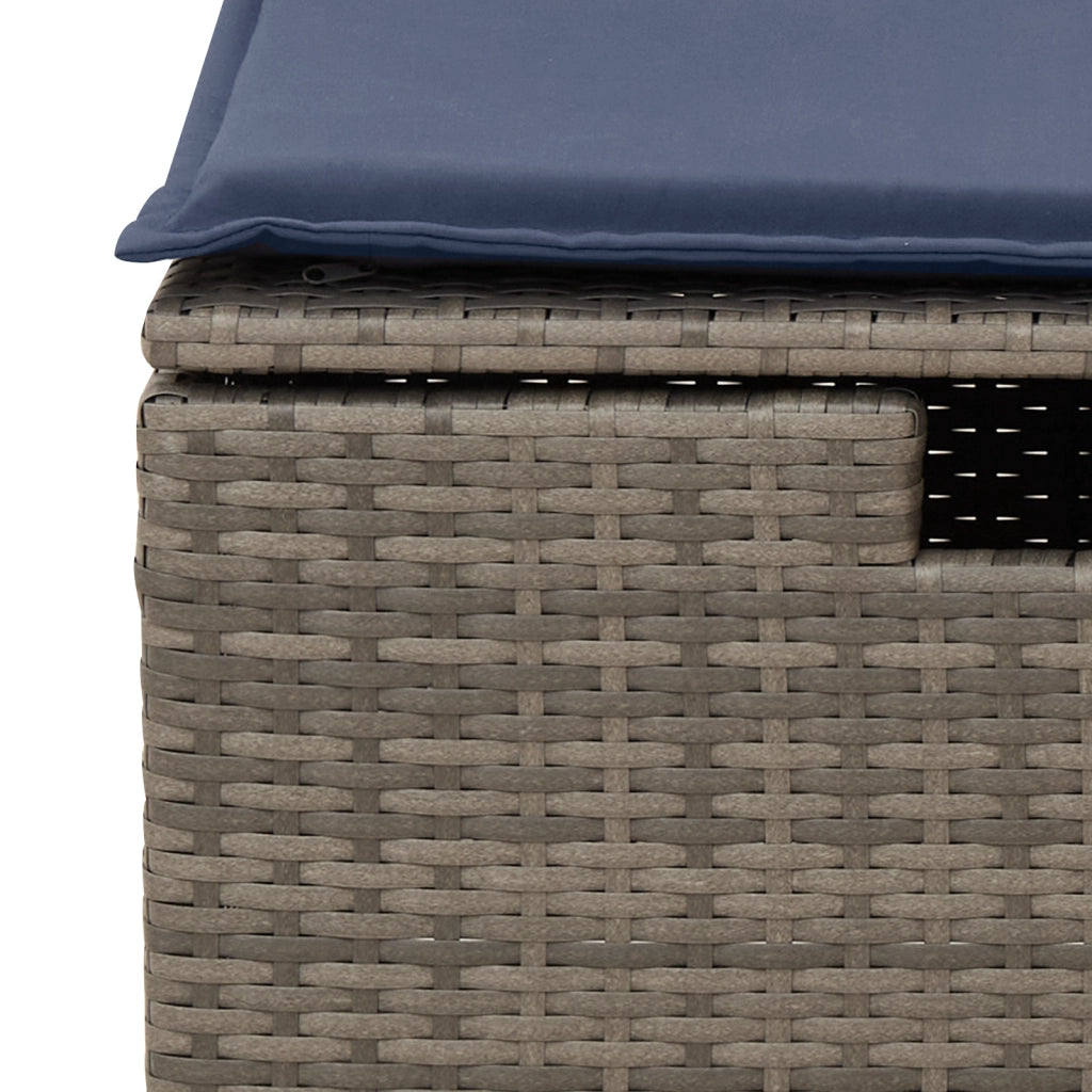 Sgabello Giardino con Cuscino Grigio 55x55x37 cm in Polyrattan 366153