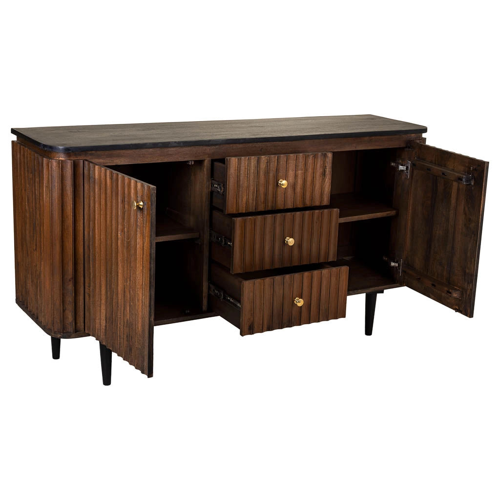Credenza in legno artigianale nero 147x40x80h cm