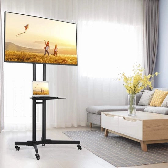 Tavolo Elevabile per TV da 32 a 65 pollici | Carrello per TV Portatile con Gestione dei Cavi