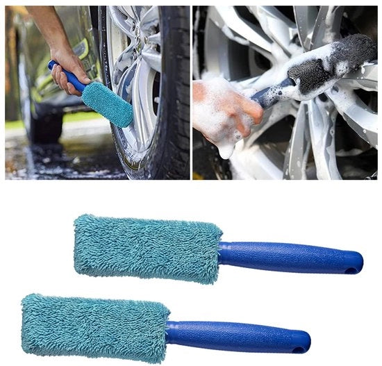 JNNJ 2-delige microvezel velgenborstel, velgenreiniger per alta qualità per velgen e velgen in alluminio, velgenborstel di alta qualità senza graffi per Moto, Truck, SUV (blu)