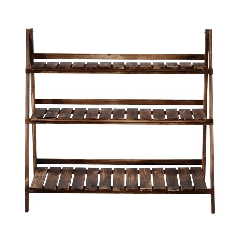 SCALETTA FIORIERA PORTAVASI DA GIARDINO A 3 RIPIANI IN LEGNO DI ABETE, 100X37X93CM