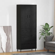 Credenza 2 pcs Rovere nero Legno Stratificato e Vetro 3416092