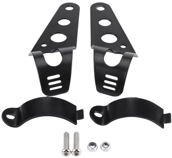Sostegno Luce Anteriore di Alta Qualità in Ferro Battuto - Adatto per Chopper/Cafe Racer - Lunghezza Braccio 134mm - Diametro Tubo Forcellone 33-43mm - Installazione Facile - Sostegno Luce Anteriore