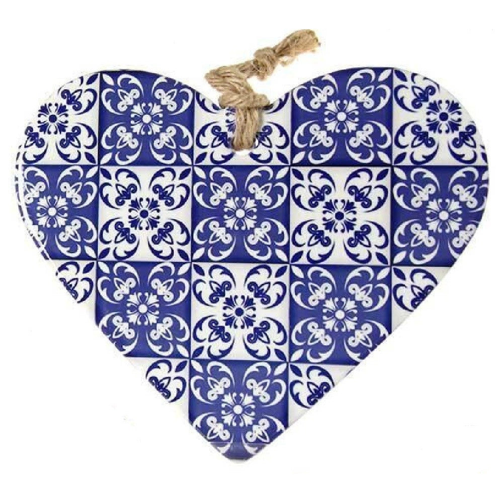 Trade Shop - Quadro Quadretto Cuore Decorativo 16x19cm Ceramica Meditteraneo 6 Decori 730726 -