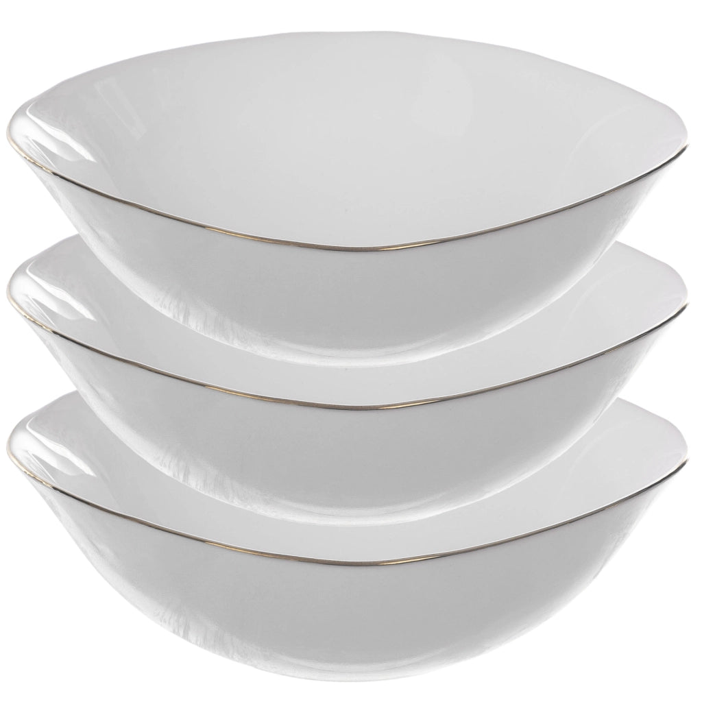 Set di 3 ciotole da insalata in vetro KADAX da 19 cm, bianche e dorate.