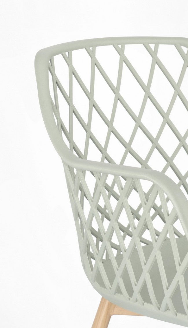 Set 4 Sedie 58x54x85,5 cm Optik in Plastica Verde