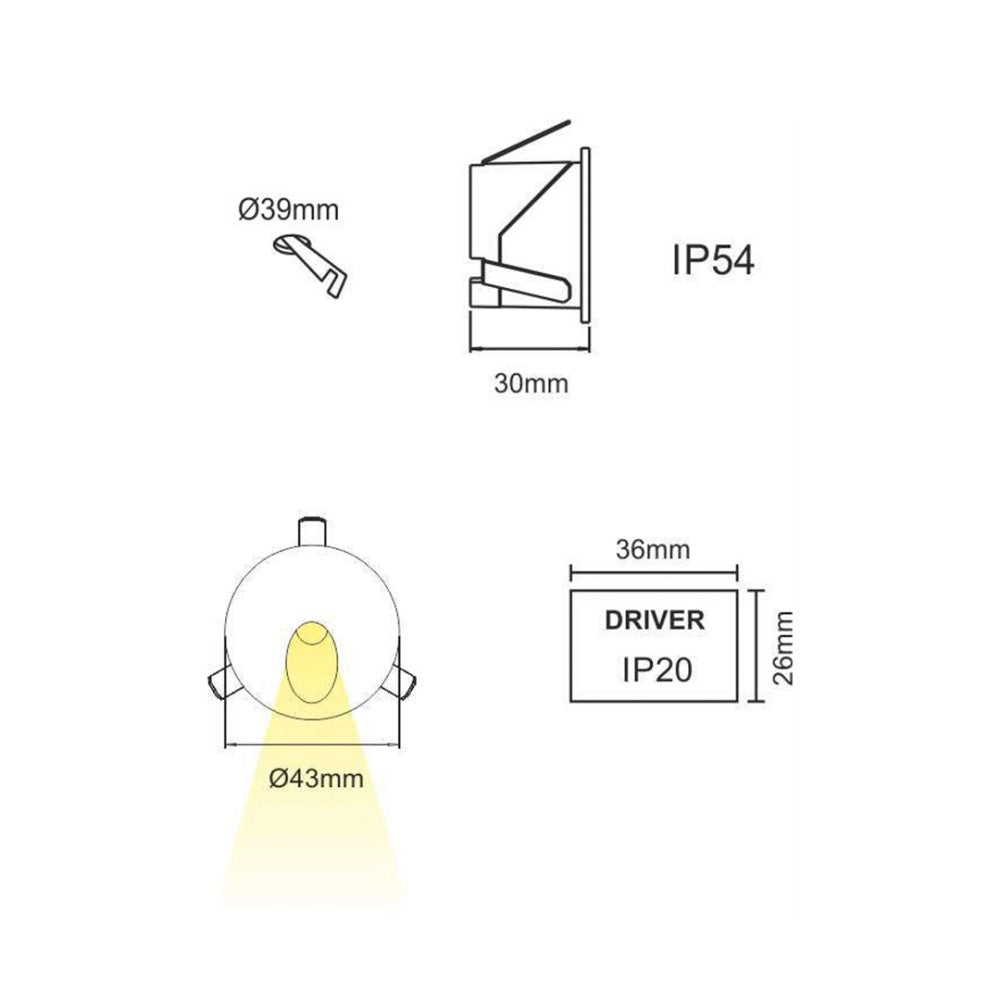 Polo - Luce da incasso segnapasso LED Beneito & Faure - 2W, Luce calda 3200K, 65° - Faretto da incasso Rotondo Nero