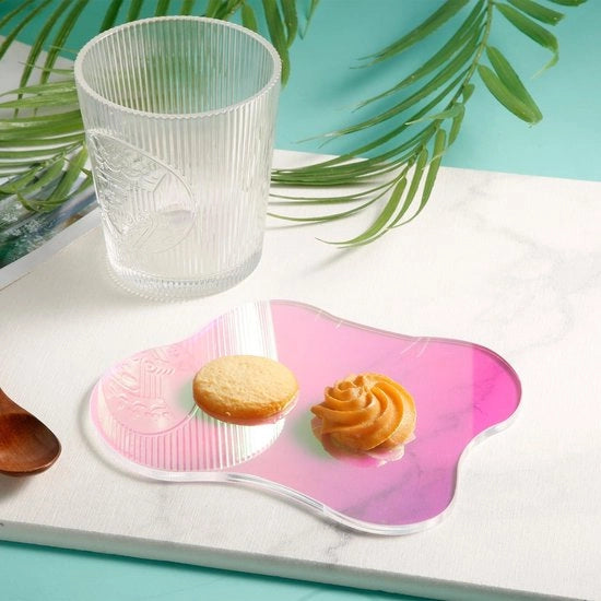 Set di 2 Sostegni Acrilici Irregolari - Colore Transparente - Disegno Creativo a Forma di Nuvole