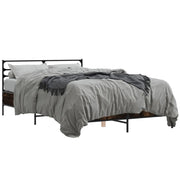 Letto matrimoniale | Letto per adulti | Giroletto Rovere Fumo 120x190 cm in Legno Multistrato Metallo