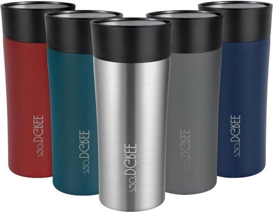 350ml Tazza Thermica PleasureToGo 2.0 Nero - Caldo Freddo Senza BPA - Tazza Termica in Acciaio Inossidabile - Tazza Isolata con Coperchio