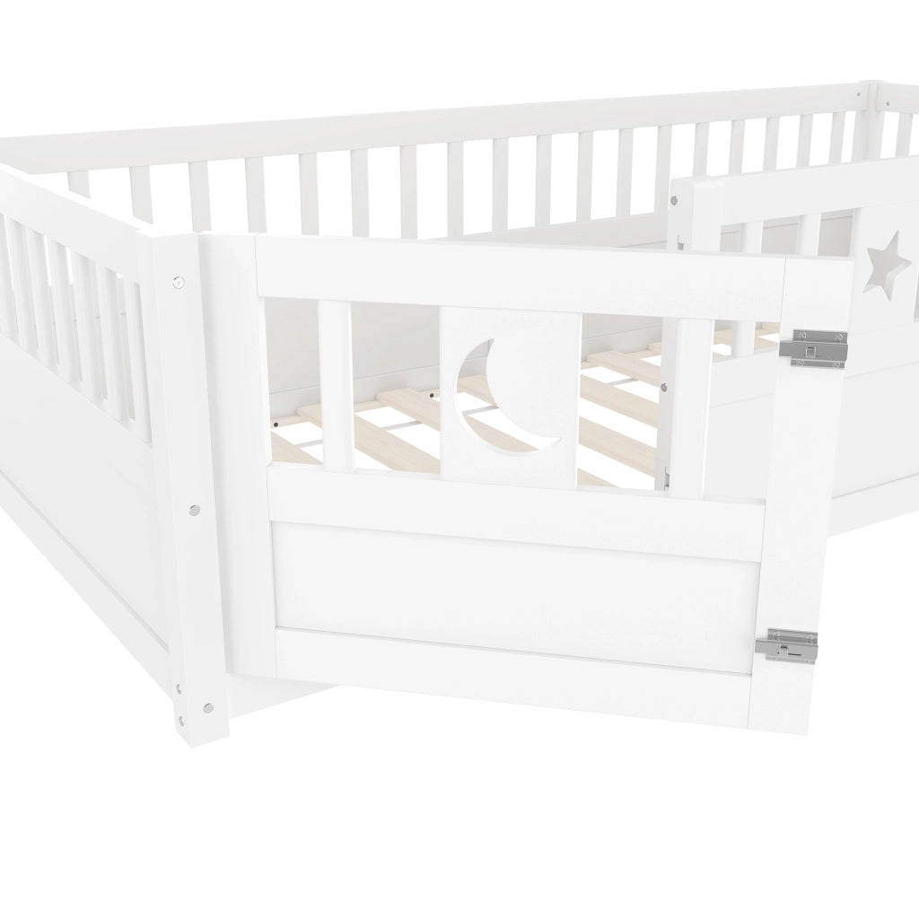 Letto per bambini 90×190 cm con sponda di sicurezza e serratura; senza materasso; bianco