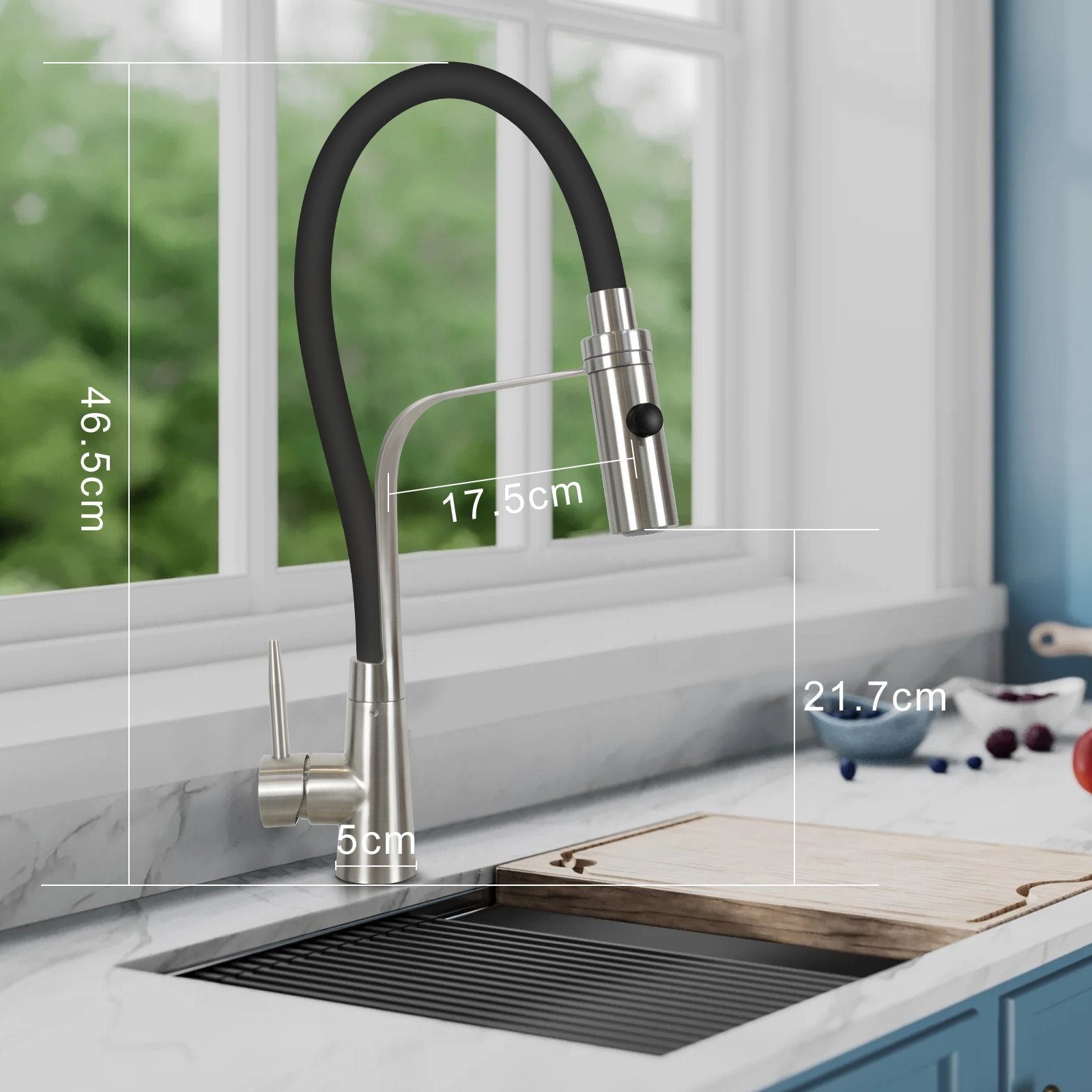ZMH Rubinetto da cucina nero Rubinetti con doccetta da cucina girevole a 360°