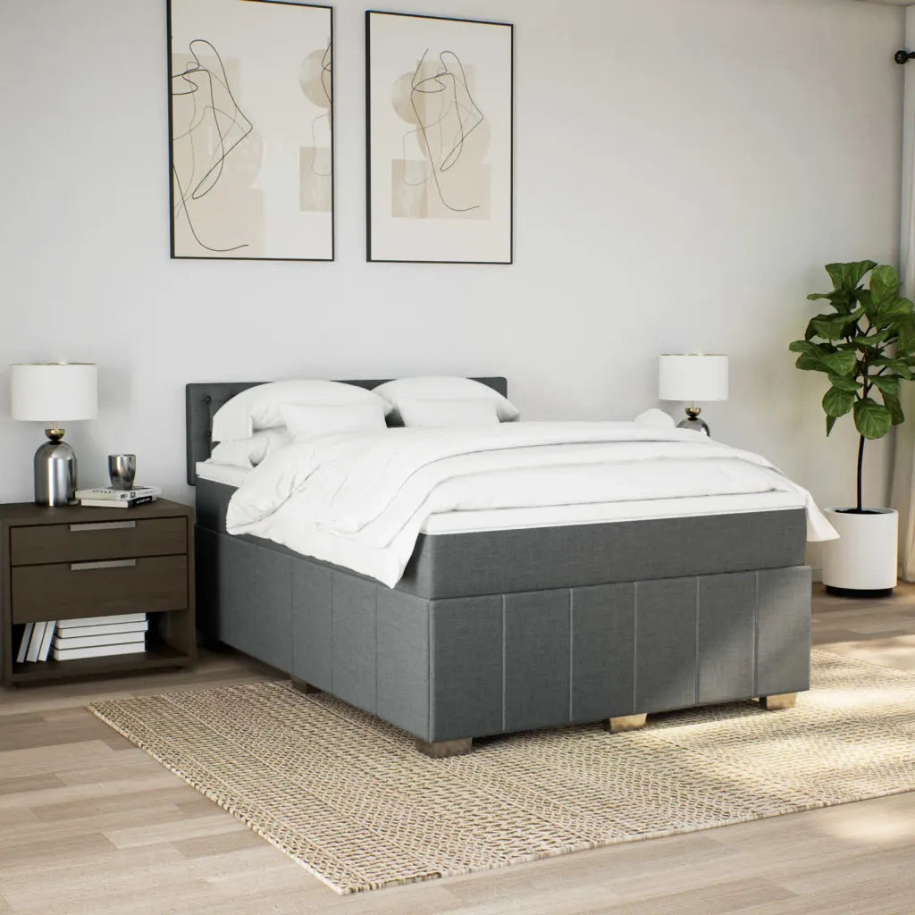 vidaXL Giroletto a Molle con Materasso Grigio Scuro 140x200cm Tessuto