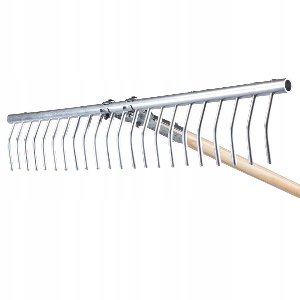 Rastrello in alluminio KADAX per fieno, erba, foglie, giardino, leggero, manico a 22 denti