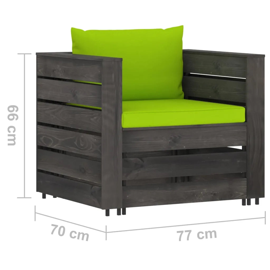 Set Divani da Giardino con Cuscini 2 pz Legno Impregnato Grigio cod mxl 51243