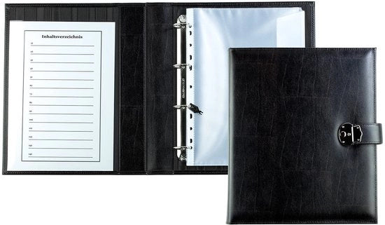 Borsa di documenti premium con slot in pelle vera - Documentario e cartellino di certificazione per documenti, certificati e dossier in formato A4