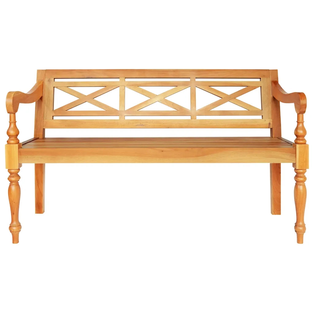 Panca Batavia-Sgabello-Panca da esterno 123 cm in Legno Massello di Mogano Marrone Chiaro